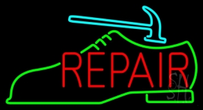 Green Shoe Red Repair Neon Sign
