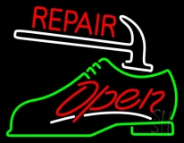Green Shoe Red Repair Open Neon Sign