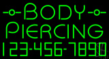 Green Body Piercing With Phone Number Neon Sign