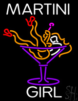 White Martini Girl Logo Neon Sign