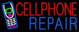 Red Cellphone Blue Repair Logo Neon Sign