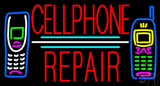 Red Cellphone Repair White Line Logo Neon Sign
