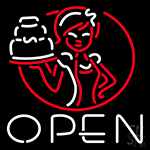 Girls With Cake Open Neon Sign