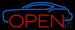 Blue Car Open Neon Sign