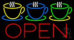 Coffee Cups Open Neon Sign
