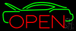 Green Car Open Neon Sign
