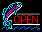 Open Jumping Fish Neon Sign