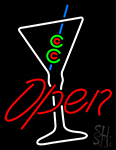 Martini Glass Bar Open Neon Sign