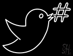Bird With Hashtag Logo Neon Sign