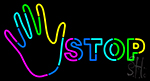 Hand With Stop Neon Sign