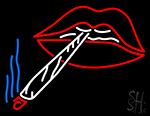 Lips Holding Cigrate Neon Sign