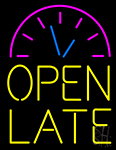 Clock Open Late Neon Sign