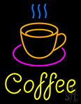 Coffee Cup With Yellow Coffee Neon Sign