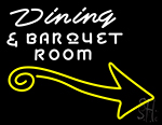 Dining And Banquet Room With Arrow Neon Sign