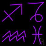 Set of Zodiac Sagittarius Capricorn Aquarius Pisces Neon Sign