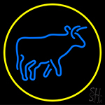 Blue Cow With Circle Neon Sign