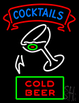 Cocktail Cold Beer With Glass Neon Sign