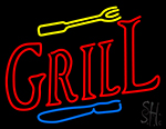Grill With Fork And Knife Neon Sign