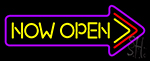 Now Open With Arrow Neon Sign