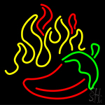 Red Chili With Fire Neon Sign