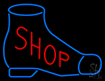 Shop With Blue Shoe Neon Sign