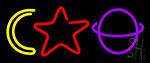 Moon Star Planet Neon Sign