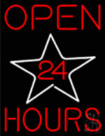 Open 24 Hours Star Neon Sign
