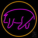 Pink Pig With Circle Neon Sign