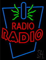 Radio With Double Stroke Red Neon Sign
