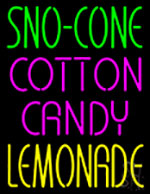 Sno Cone Cotton Candy Lemonade Neon Sign