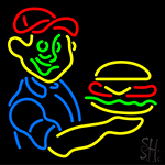 Burger Boy With Burger Neon Sign