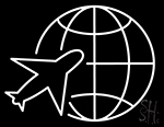 Globe Planet Travel Plane Neon Sign