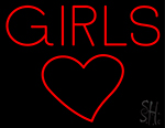 Red Girls With Heart Neon Sign