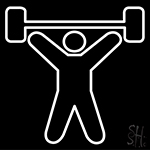 Exercise Dumbbells Heavy Weightlifter Sports Icon Neon Sign