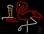 Flamingo With Beer Glass Neon Sign