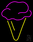 Hard Ice Cream In Pink With Yellow Cone Neon Sign