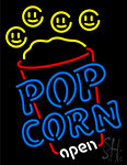 Pop Corn Open Logo Neon Sign