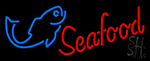 Seafood In Red With Fish Neon Sign