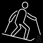 Ski Sticks Skiing Neon Sign