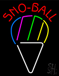Sno Ball Red Text With Cone Logo Neon Sign