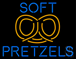 Soft Pretzels In Blue Text Neon Sign