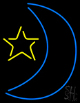 Stars And Moon In Blue And Yellow Neon Sign