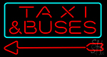 Bus And Taxi Red With Arrow Neon Sign