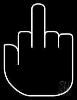 Middle Finger Isolated On White Neon Sign