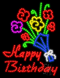 Happy Birthday (vert.) Animated LED Sign