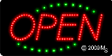 Open Deco Green Border and Red Letters Animated LED Sign