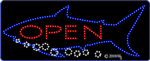 Open Shark w/ Bubbles Animated LED Sign