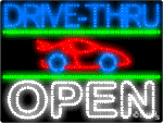 Drive Thru Open Red Car Animated LED Sign