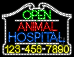 Animal Hospital Open with Phone Number Animated LED Sign