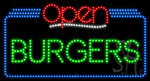 Burgers Open Animated LED Sign